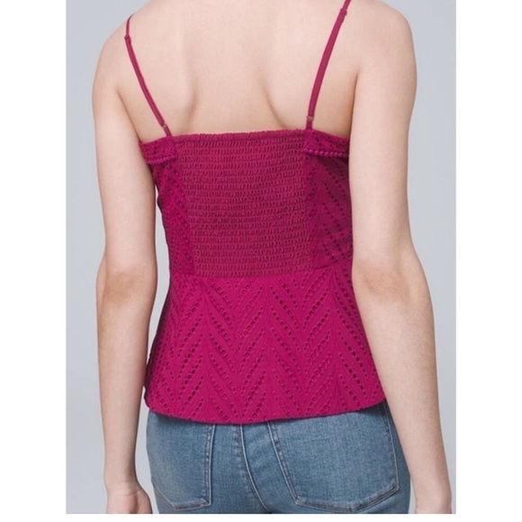 White House Black Market Fuchsia Lace Eyelet Camisole Size 8 - Picture 3 of 12